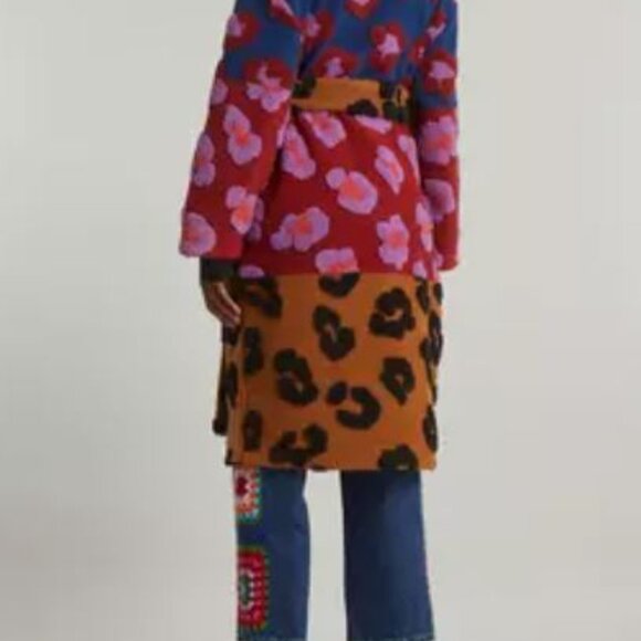 🌴NWT FARM Rio Mixed Leopards Fleece Belted Coat – L - Picture 12 of 12